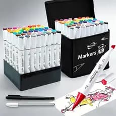 Kit Canetas Wenshu Marcadoras Coloridas Ponta Dupla Brush e Chanfrada 48/80 Cores Profissional