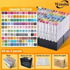 120 canetas coloridas kit pcs Dupla Ponta Ecológicas em Álcool para Arte e Desenho Wenshu