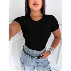 cropped blusinha blogueira baby tee slim fit manga curta
