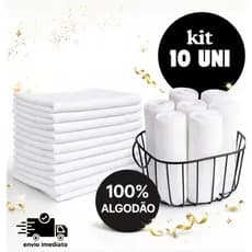 Pano De Prato Branco Liso 100% Algodão Kit 10 Pé de Galinha Alta Absorção Panos Costura Reforçada