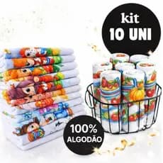 Kit 10 Panos de Prato Estampados Pé  Galinha Legítimo 100% Algodão Super Absorvente Cozinha Louça