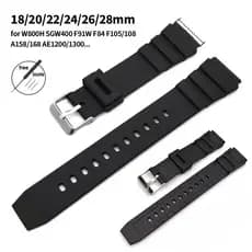 Pulseira De Relógio De Silicone Macio 18mm 20mm 22mm 24mm 26mm 28mm Para Casi W800H SGW400 F91W F84 SGW400 AE1200/1300 B