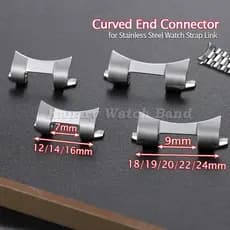 Conector De Pulseira De Relógio De Aço Inoxidável Com Extremidade Curvada 12/14/16/18/19/20/22/24mm Arco De Ligação Meta