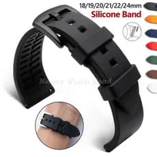 Pulseira De Relógio De Silicone Esportiva De Liberação Rápida Universal 18mm 19mm 20mm 21mm 22mm 24mm Borracha À Prova D