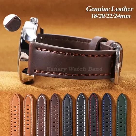 Pulseira De Relógio De Couro Genuíno De Liberação Rápida Universal 18mm 20mm 22mm 24mm Costura Feminino Masculino Negóci