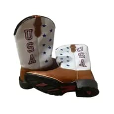 Botina Montaria Texana Country Masculina Couro Usa Branca