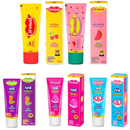 Gel Dental Carmed Fini Beijos Fini Minhocas e Fini Dentaduras 70g Cimed Pasta de Dente Creme Dental