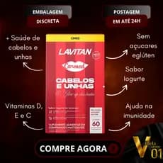 LAVITAN CARMED CABELOS E UNHAS 60 COMPRIMIDOS CIMED CUIDADOS FEMININOS BEM ESTAR DA MULHER IMUNIDADE