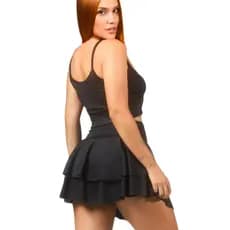 Short Saia Fitness Feminino Duplo Babado