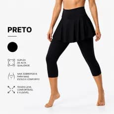 Corsário Feminina Fitness com Saia Babado Tapa Bumbum | Cintura Alta | Suplex Poliéster | Academia, Treino e Caminhada