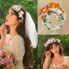 Tiara floral estilo floresta, faixa de cabelo de princesa fada com fitas, para meninas 2026 044V
