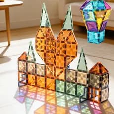 Brinquedo Magnético Grande para Crianças da Nature, Blocos de Construção Magnéticos Coloridos com Janela, Quebra-Cabeça