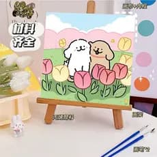 Pintura a óleo digital DIY para filhotes, coloração à mão para crianças, coloração simples e preenchimento com tinta acr