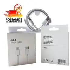 Cabo Tipo C 60W Fast Charge Compatível Android iPhone 15 Notebook