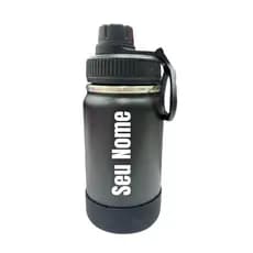 Garrafa Térmica Sport 350ml Inox + Borracha + Alça Dobrável + Nome ou Desenho