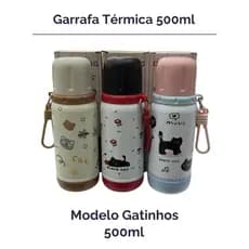 Garrafa Térmica 500ml Gatinhos com Tampa Caneca