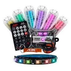 Kit Strobo Automotivo Ajk Rgb 6 Farois Função Rítmico E Vu Encaixe