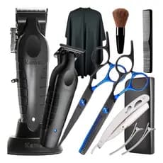 Kit Máquina De Corta Cabelo Tesouras Barbeiro Profissionais