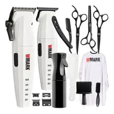 Kit Maquina De Cortar Cabelo E Acabamento Wmark Ng 8632 Branco