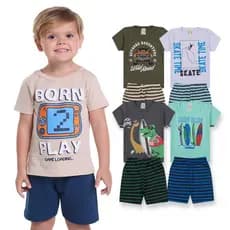 Kit Sortido de Conjuntos Infantil Menino-  Kit Conjuntos de Roupa Verão Menino - Conjunto Masculino Infantil