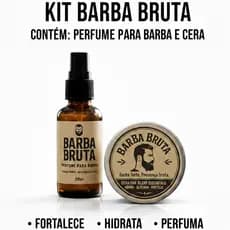 Kit para Barba Cera e Perfume Barba Bruta Aroma amadeirado