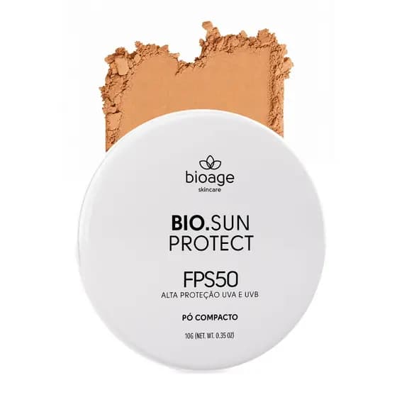 Pó Compacto Protetor Solar BioAge Bio SunProtect FPS 50 Efeito Mate Anti Oleosidade Base em Pó Tom 2 Bege 10g