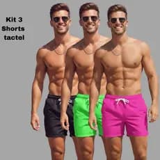 kit 3 Short Masculino Tactel Bermuda Basica Mauricinho Calor