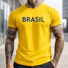 Camiseta Masculina Copa do Mundo Brasil Verde Amarelo Diversas Estampas Futebol