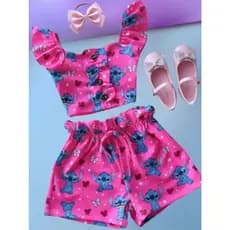 Conjunto Infantil Stitch Menina Varias Cores 2 ao 8