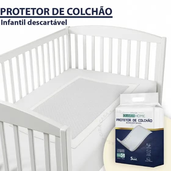 Protetor De Berço Colchão Impermeável Infantil Descartável Anti Xixi Desfralde 105x60 cm