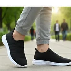Tênis Feminino Preto Calce Fácil Slip On Caminhas Confortável e Leve