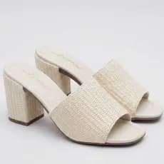 Tamanco Feminino Mule Salto Médio Confortável Moda Bico Quadrado