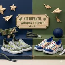 Kit 2 Tênis Infantil Calce Fácil Menino Verde e Azul Marinho Antiderrapante