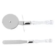 Kit Com 2 Peças Para Pizza Cortador + Espátula Inox