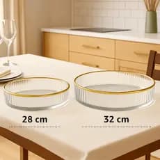 Bandeja Luxo Cristal Decorativa Borda Dourada Multiuso