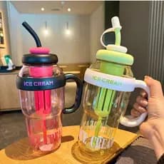Garrafa de Água com Canudo de Silicone Grande e resistente  com 1350ml Capacidade com Filtro Portátil