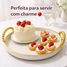 Bandeja Decorativa Elegante Com Alça Dourada