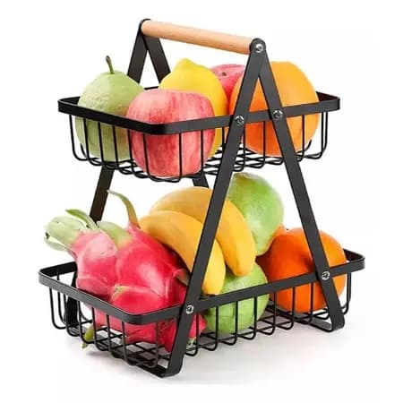 Fruteira Aramada De Mesa Resistente Preta 23,8cm