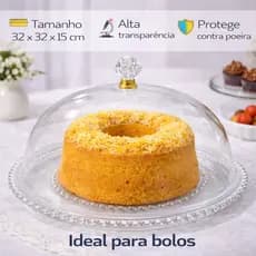 Boleira Acrílica de Cristal Decorativa Multiuso Organizador Protetor de Alimentos