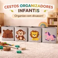 Cesto Organizador Infantil Multiuso Decorativo Resistente Quarto Lavanderia Armários