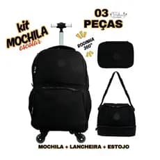 KIT MOCHILA DE RODINHA 360 GRAUS DE GIRO MENINO E MENINA ESCOLAR