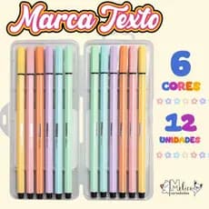 Kit 12 Canetas Marca Texto Tons Pastéis Ponta Precisa - Estética Clean & Kawaii