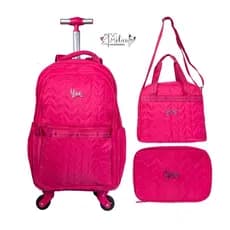 Kit Mochila De Rodinhas Com Lancheira e Estojo Reforçada Escolar Bolsa - 4 rodas 360° de Giro YINS