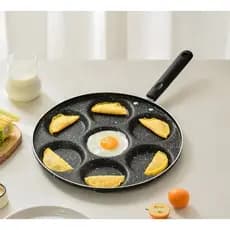 Frigideira Multifuncional Antiaderente Com 7 Furos Ovos Fritos Hambúrguer Omelete