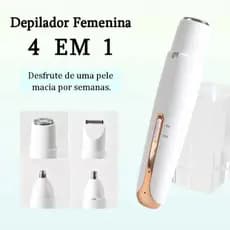 Depilador Elétrico Feminino 4 em 1 Barbeador Aparador de Pelos Corporais Nariz e Sobrancelhas Recarregável lm comercial