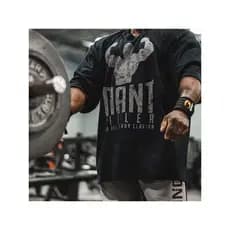 Camiseta Oversized Masculina Estampa Bodybuilder Giant Killer GASP, Camiseta Streetwear de Musculação, Camiseta Unissex