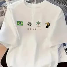 Camiseta Unissex Oversized Plus Size Feminina Masculina miseta    Estampa Bandeira do Brasil, Bola de Futebol,
