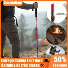 Bengala Bastão Antishock Para Caminhada Trilha Telescópico Ajustável 64cm A 135cm Com Amortecedor