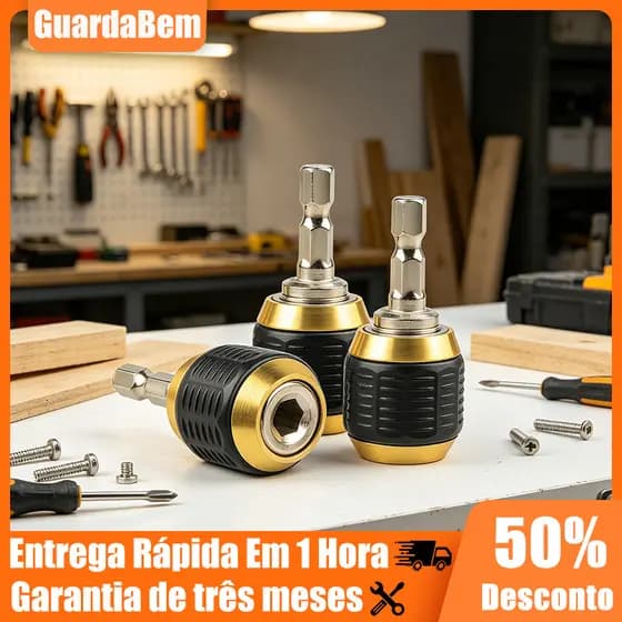 Adaptador Mandril De Aperto Rápido Acoplamento Rápido 1/4" Com Haste Hexagonal 60mm