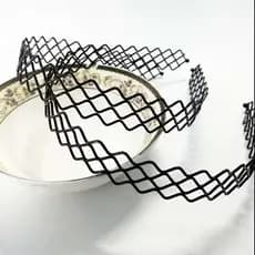 Tiara De Cabelo Metal Preto Unissex Grande Ondulada